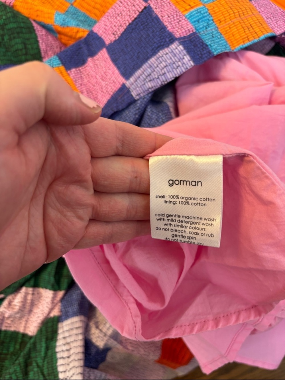Gorman Patchwork Geometric Organic Cotton Mini Dress Size 18 Puff Sleeve Dress - Picture 13 of 13